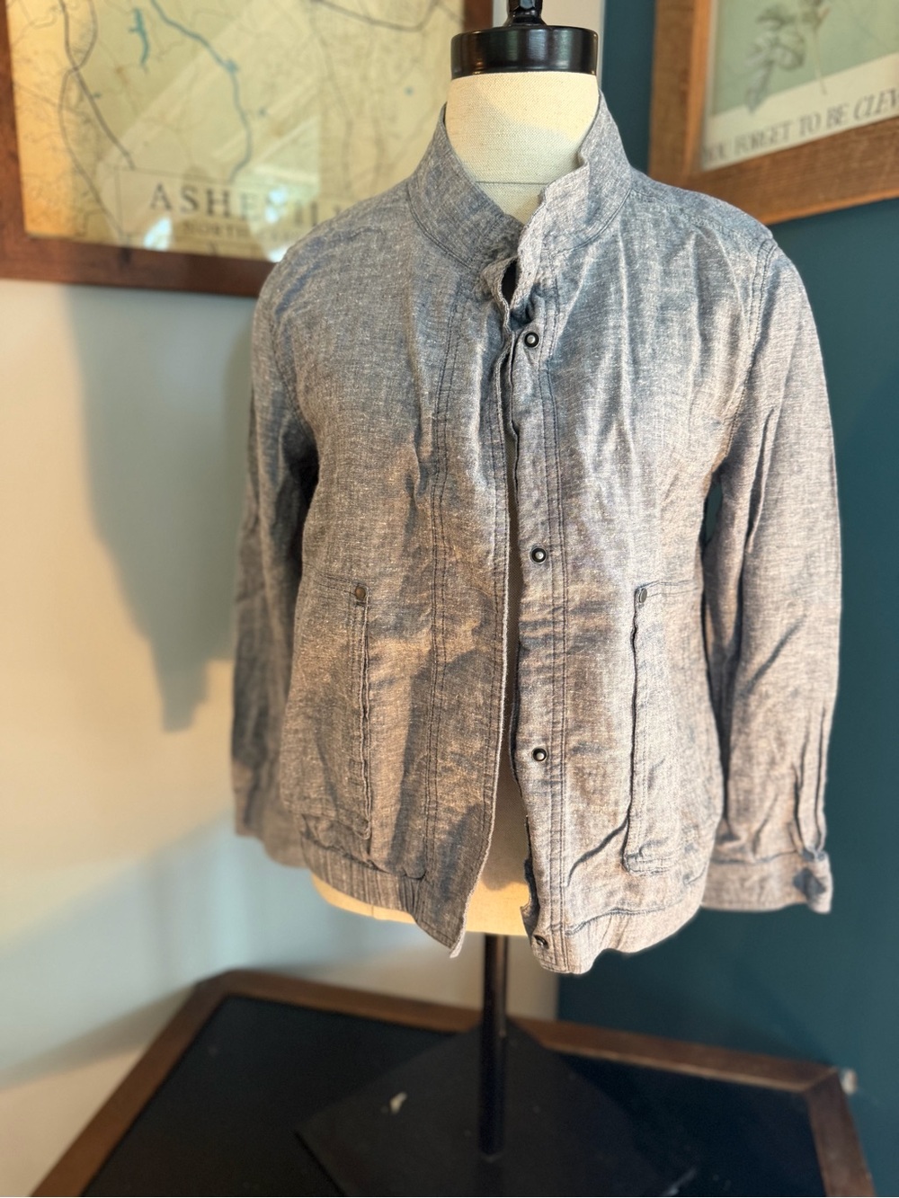 Prana Heathered Charcoal Gray Lightweight Shirt Jacket - Picture 3 of 9